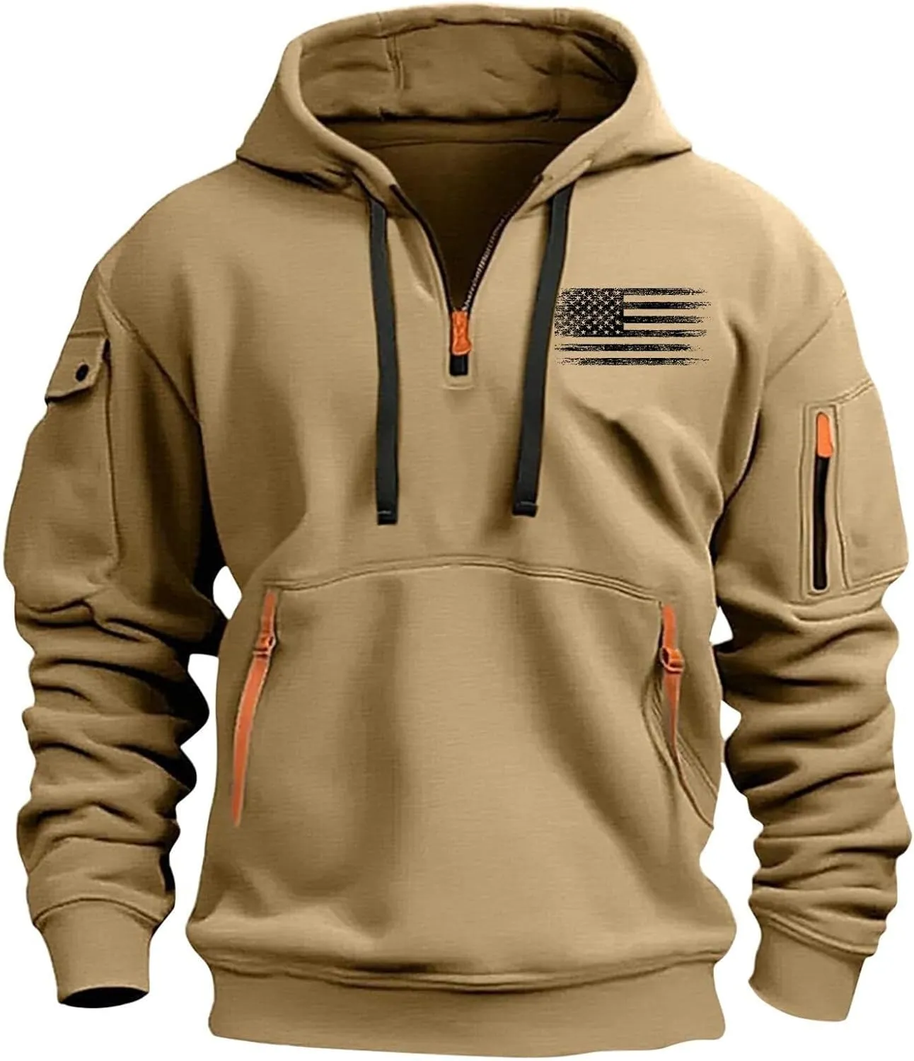 1/4 Zip Pullover Mens Big And Tall Sweater Casual Patriotic Tactical Cargo Long Sleeve Sweatshirt Workout Hoodie Tops