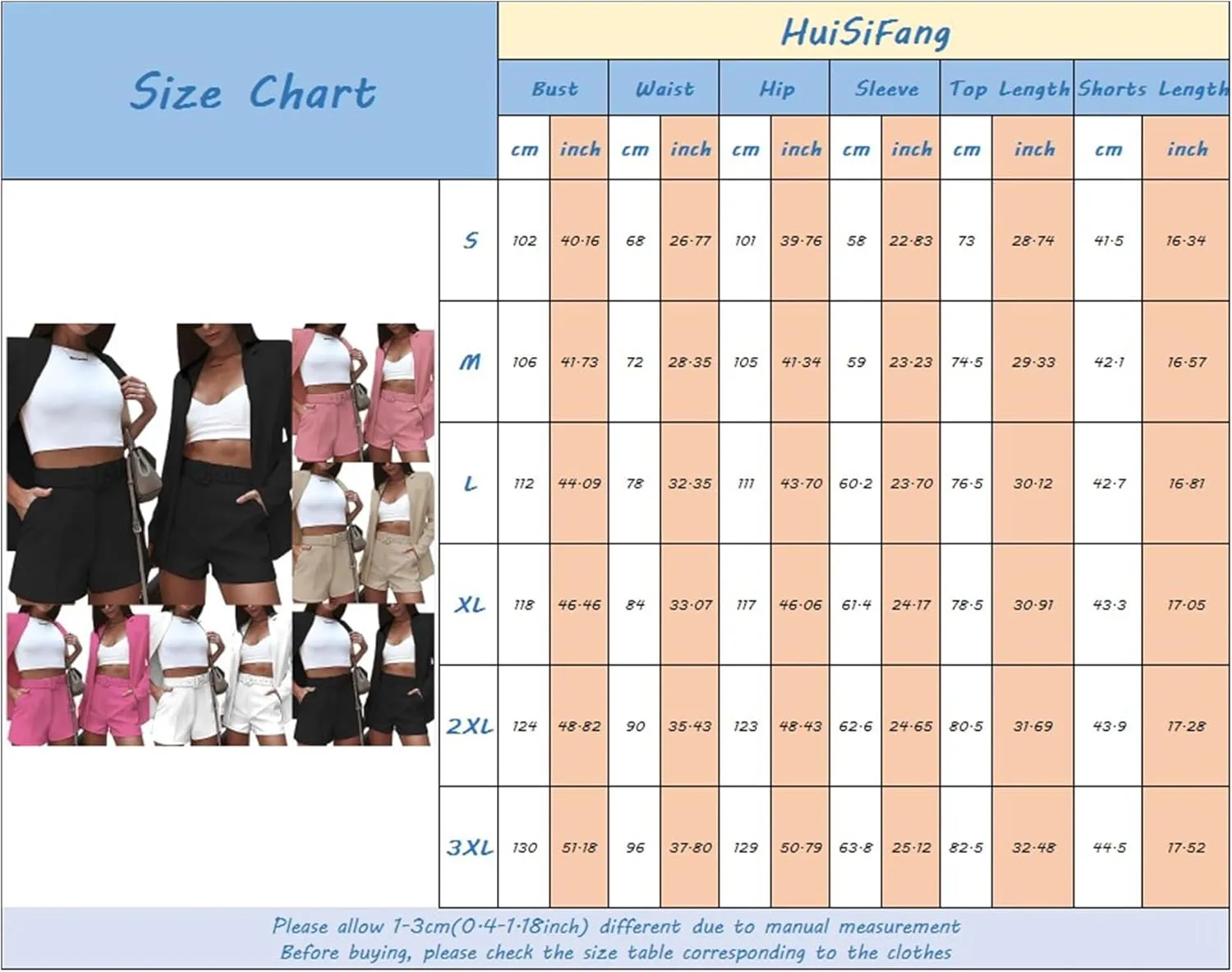 2 Piece Outfits for Women Long Sleeve Solid Open Front Blazer Shorts with Belt Casual Elegant Business Suit Sets