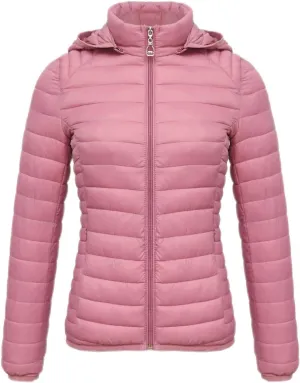 2023 Womens Puffer Jacket Lightweight Packable Down Jacket with Removable Hoodie Soft Warm Petite Coat Winter Outerwear