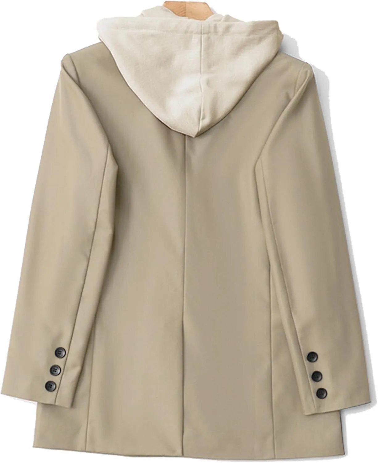 2025 Women's Spring Hooded Blazer Jacket Double-Breasted Oversize Loose Fully-Lined Work Office Suit with Pockets