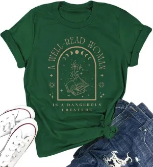 A Well Read Woman T-Shirt Women Reading Book Shirt Cute Book Lover Gift Vintage Graphic Tee Tops Funny Teacher Shirt