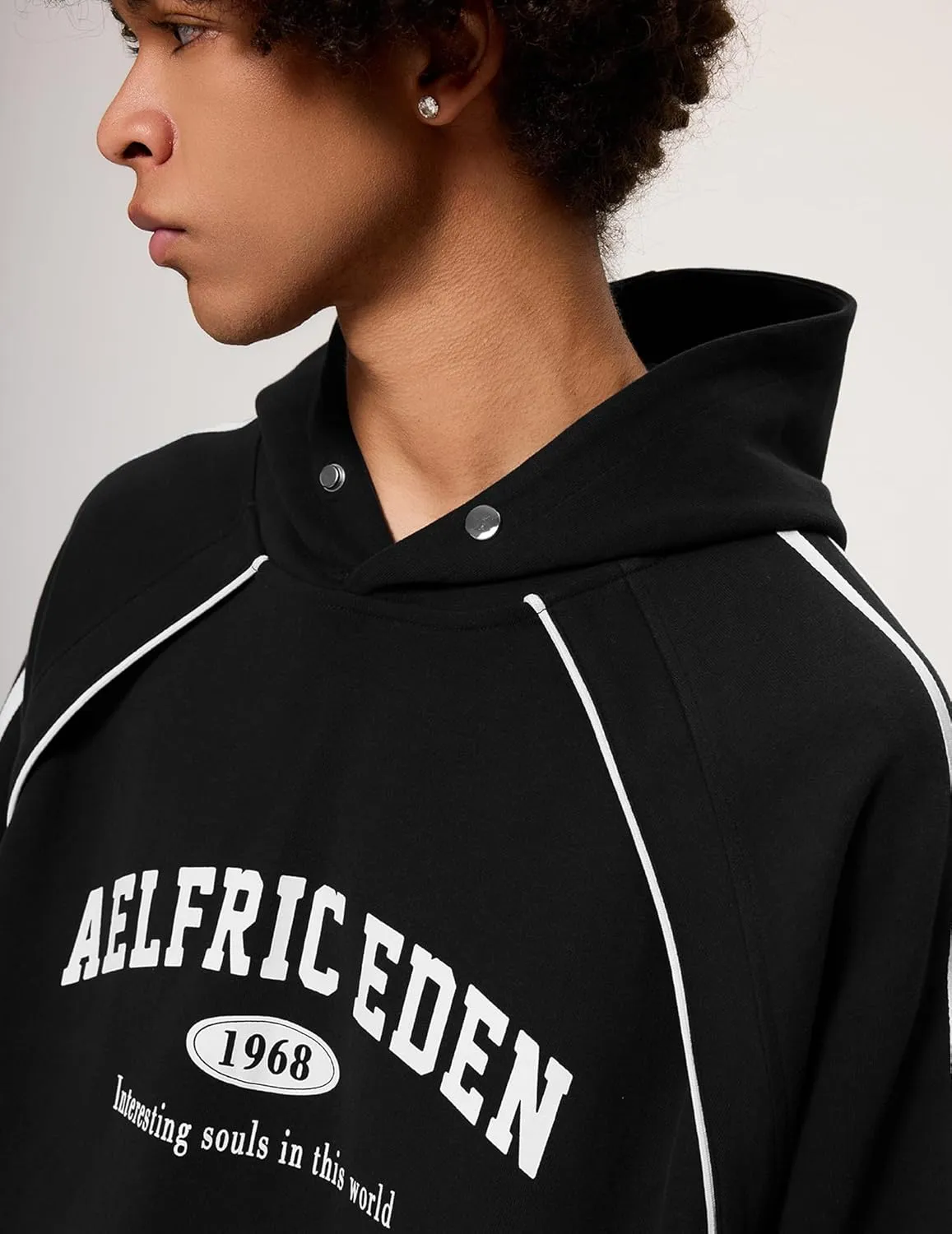 Aelfric Eden Oversized Hoodie Vintage Letter Print Sweatshirt Novelty Hooded Pullover with Pocket