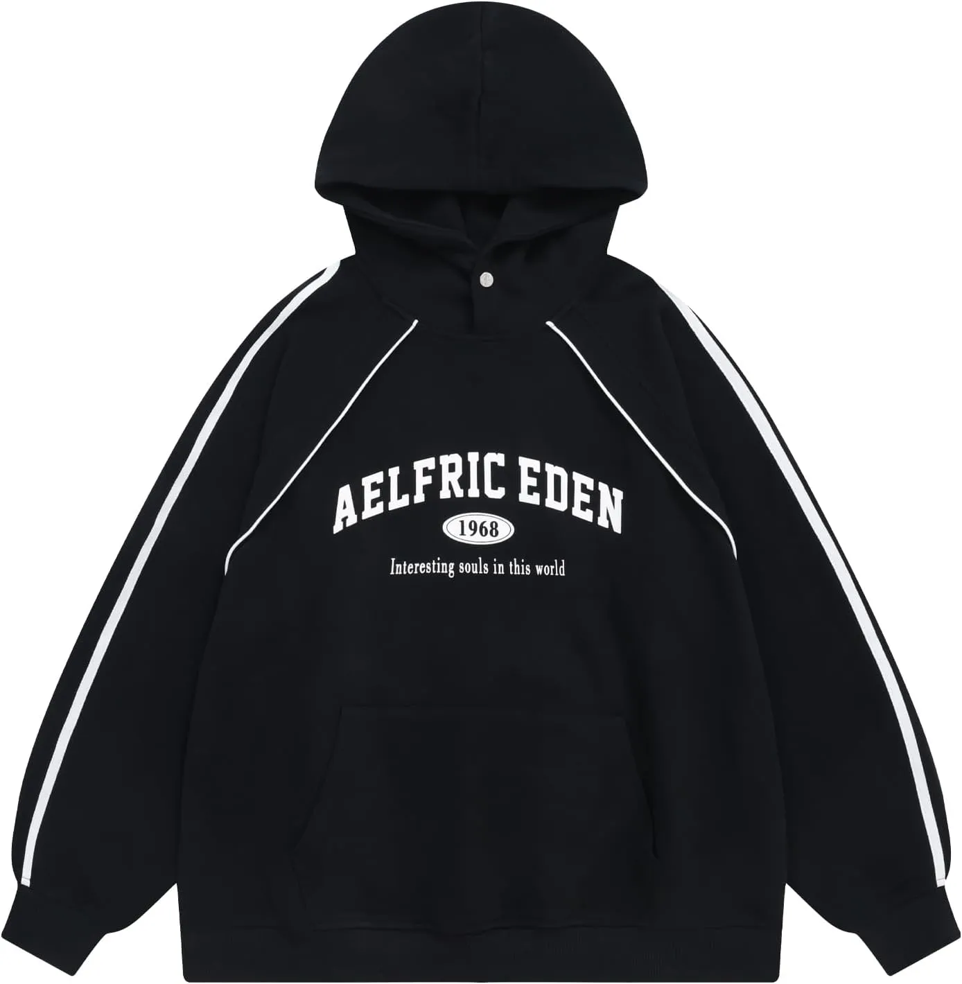 Aelfric Eden Oversized Hoodie Vintage Letter Print Sweatshirt Novelty Hooded Pullover with Pocket