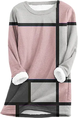 aihihe Sherpa Fleece Crewneck Sweatshirts Women 2024 Winter Warm Pullover Fleece Linend Thermal Long Sleeve Tops Loungewear