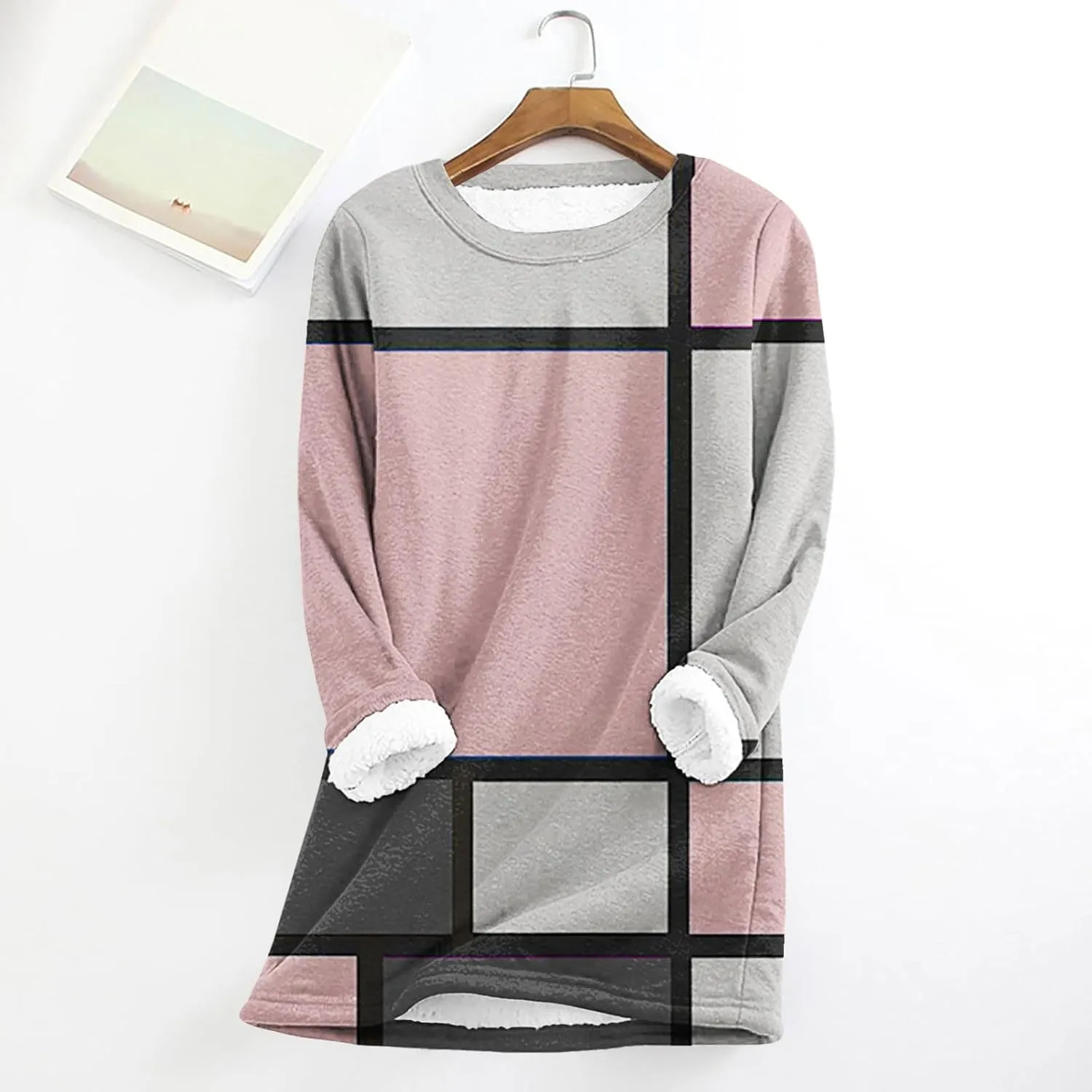 aihihe Sherpa Fleece Crewneck Sweatshirts Women 2024 Winter Warm Pullover Fleece Linend Thermal Long Sleeve Tops Loungewear