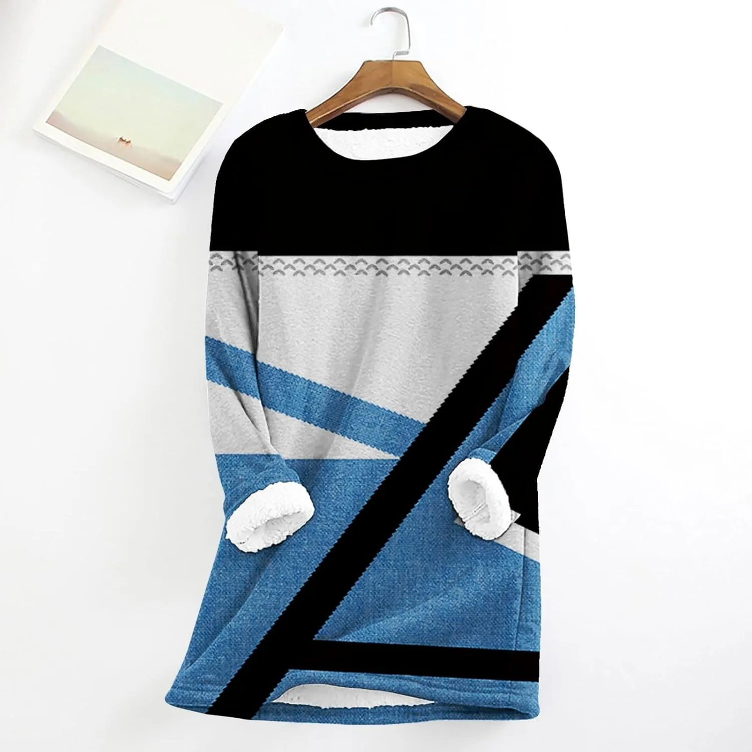 aihihe Sherpa Fleece Crewneck Sweatshirts Women 2024 Winter Warm Pullover Fleece Linend Thermal Long Sleeve Tops Loungewear