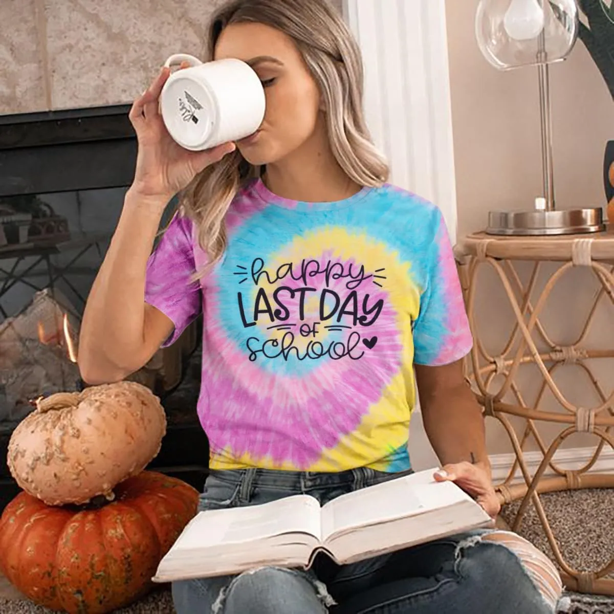ALLTB Last Day of School Shirt for Teachers Women Teacher Life T-Shirt School Graduation Tee Appreciation Gift Shirt Top