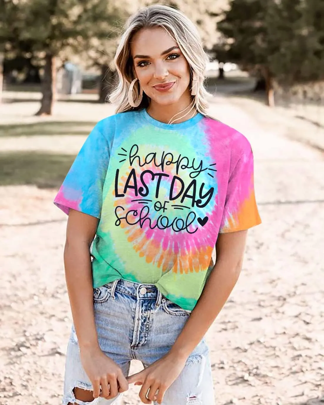 ALLTB Last Day of School Shirt for Teachers Women Teacher Life T-Shirt School Graduation Tee Appreciation Gift Shirt Top