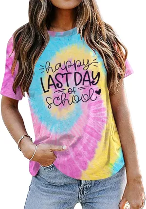 ALLTB Last Day of School Shirt for Teachers Women Teacher Life T-Shirt School Graduation Tee Appreciation Gift Shirt Top