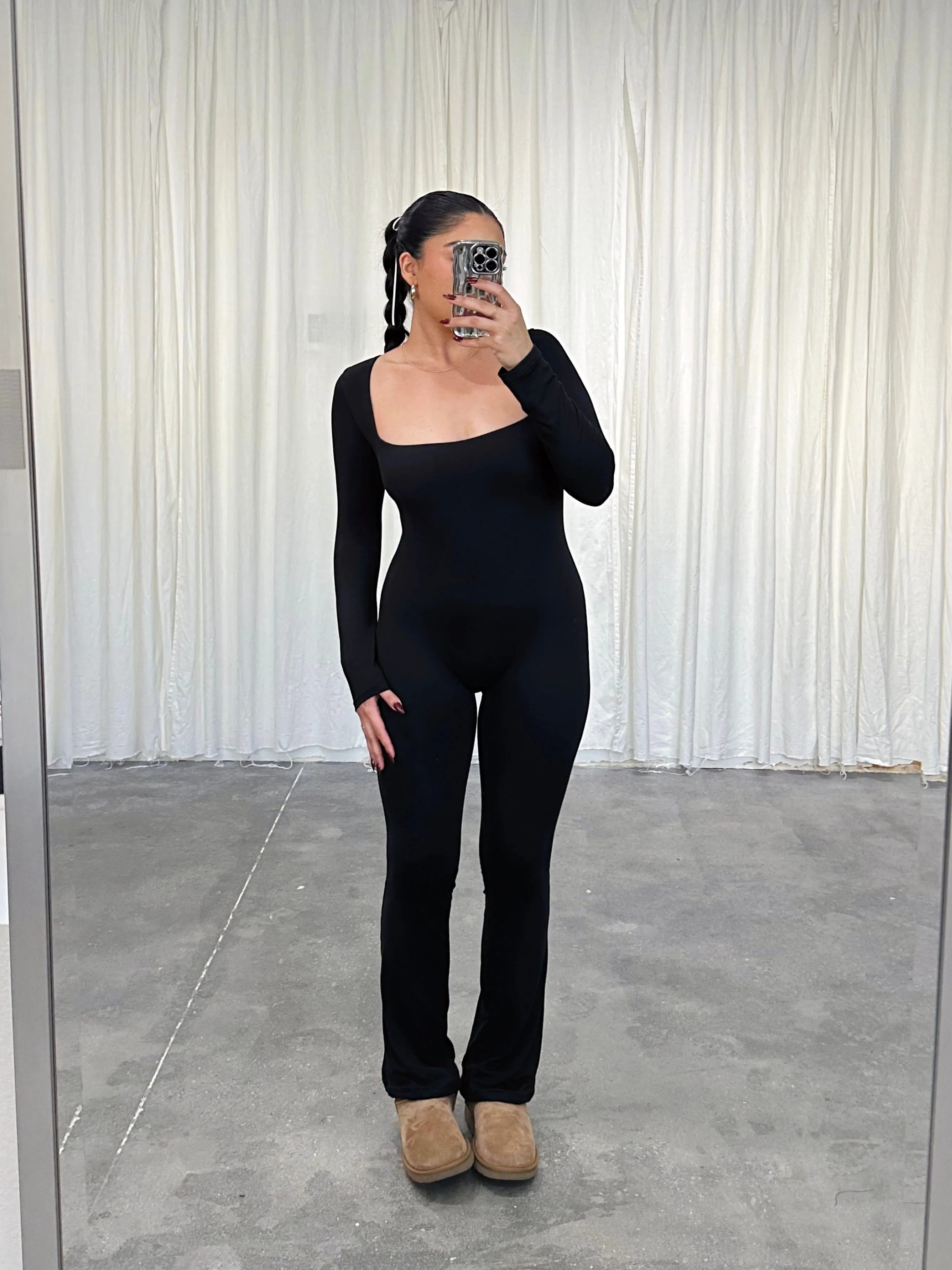 amelia long sleeve jumpsuit (BLACK)