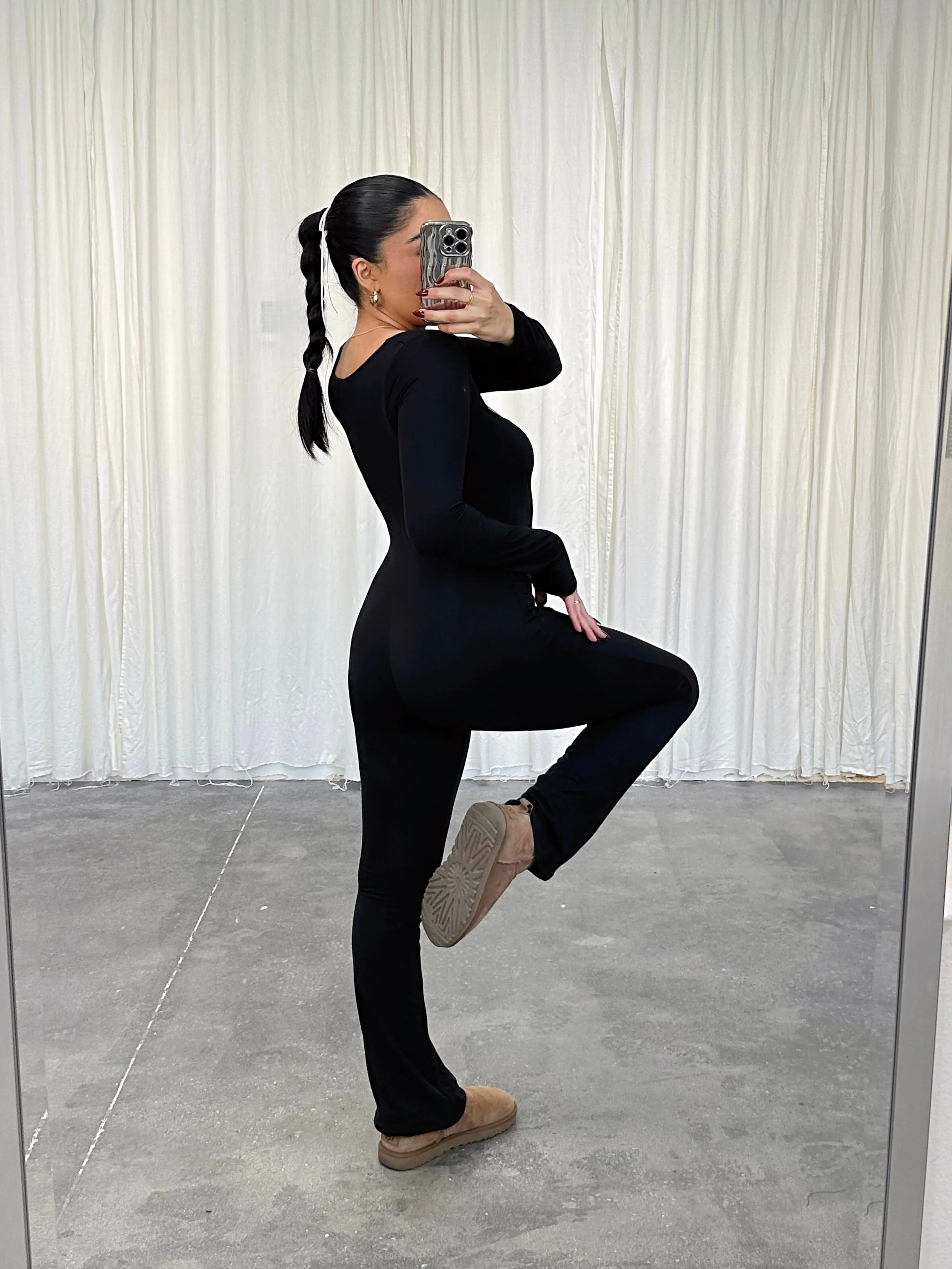 amelia long sleeve jumpsuit (BLACK)