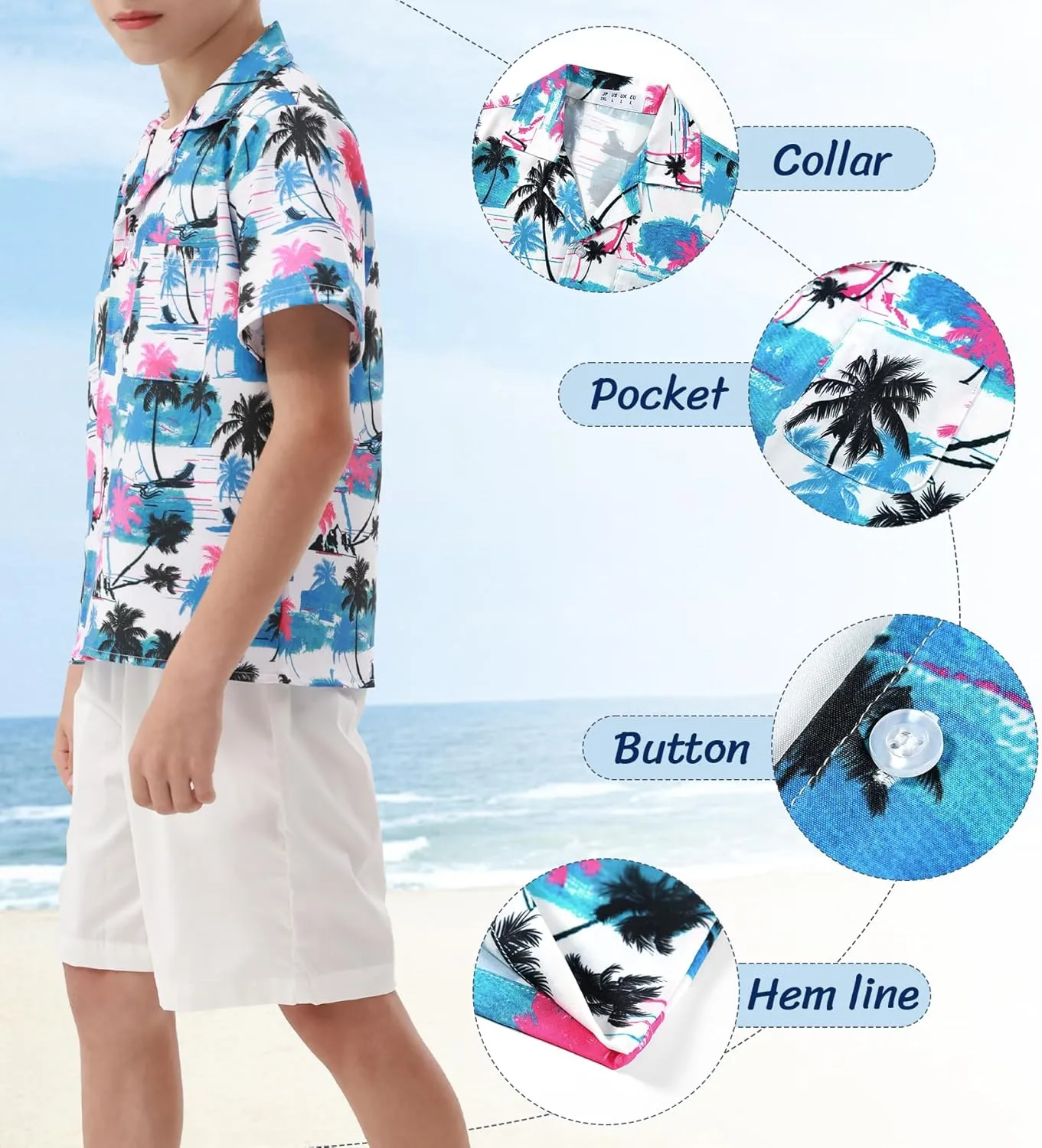 APTRO Boy's Hawaiian Shirt Tropical Beach Casual Summer Shirt with Pocket Short Sleeve 4-15 Years