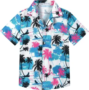 APTRO Boy's Hawaiian Shirt Tropical Beach Casual Summer Shirt with Pocket Short Sleeve 4-15 Years