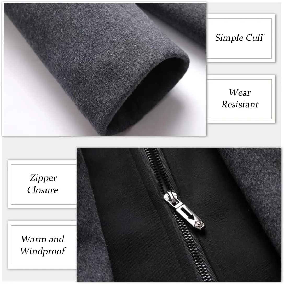 APTRO Men's Wool Trench Coat Winter Hoodie Coat Premium Business Wool Jacket