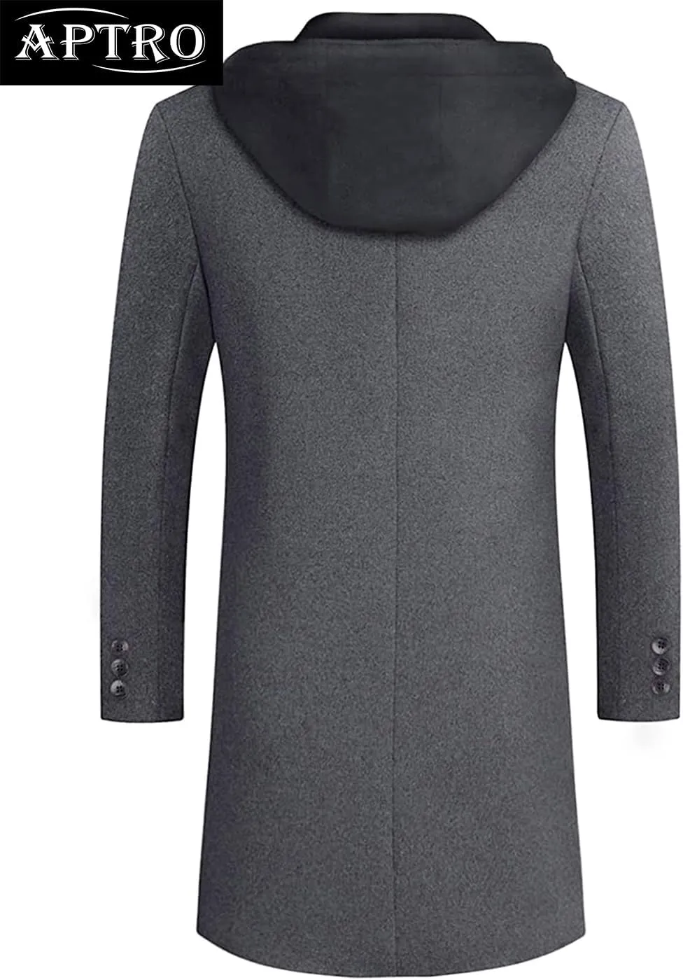 APTRO Men's Wool Trench Coat Winter Hoodie Coat Premium Business Wool Jacket