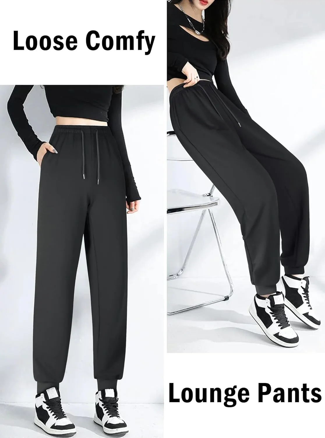 ASIMOON Women's Yoga Pants Soft Comfy Stretch Loose Straight Casual Athletic Pants Running Workout Lounge Pants with Pockets