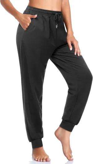 ASIMOON Women's Yoga Pants Soft Comfy Stretch Loose Straight Casual Athletic Pants Running Workout Lounge Pants with Pockets