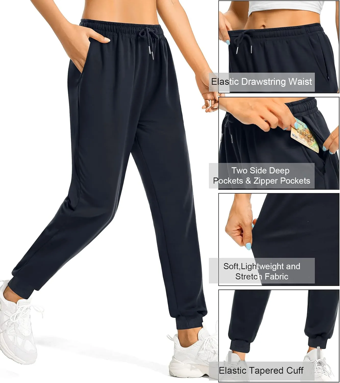 ASIMOON Women's Yoga Pants Soft Comfy Stretch Loose Straight Casual Athletic Pants Running Workout Lounge Pants with Pockets