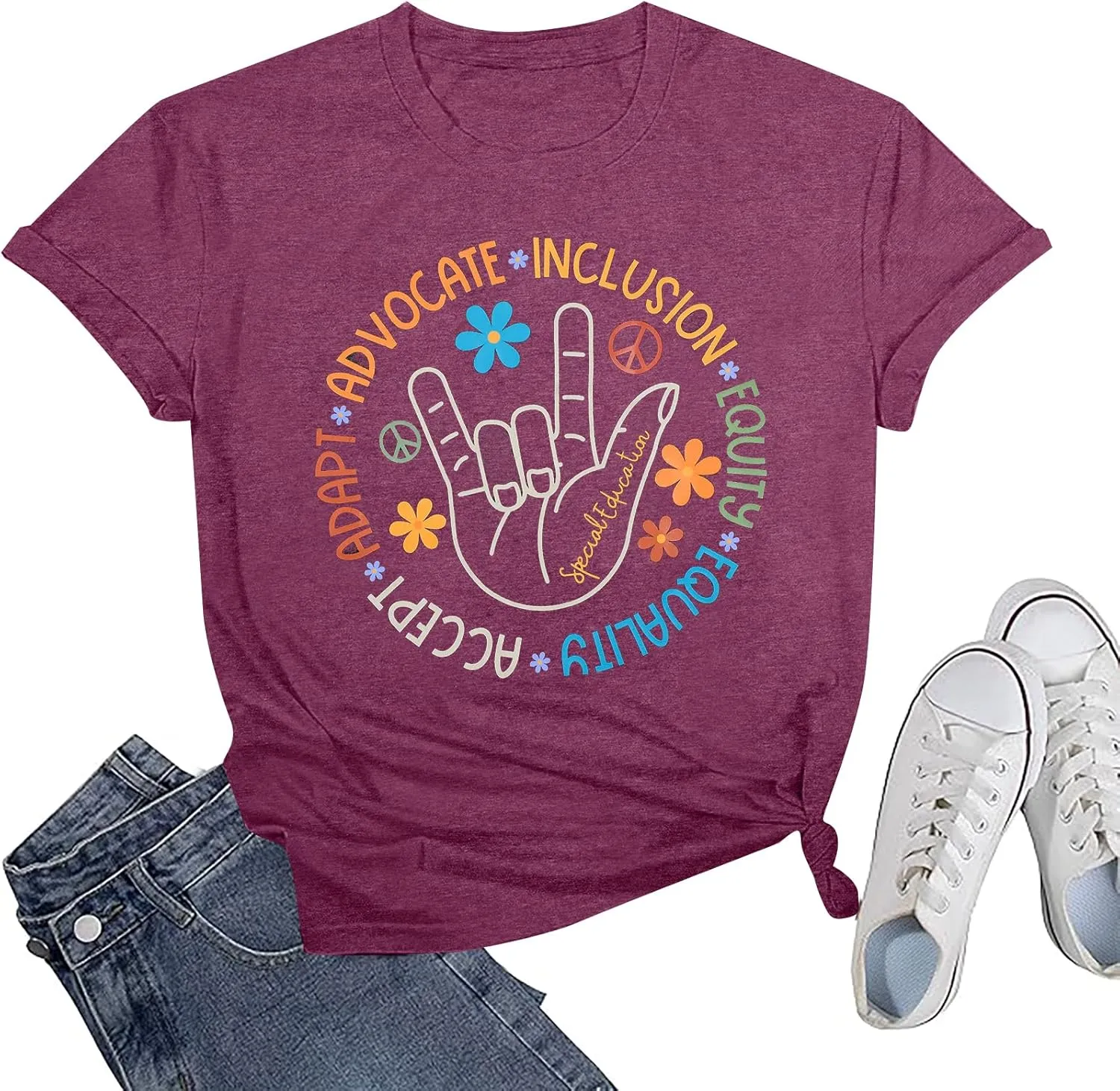 Autism Awareness Shirt Women Special Education Teacher T-Shirt Inspirational Graphic Tee Casual Top