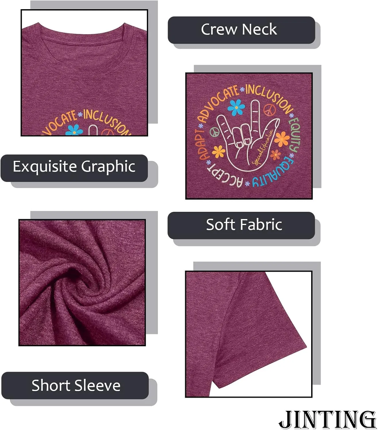 Autism Awareness Shirt Women Special Education Teacher T-Shirt Inspirational Graphic Tee Casual Top