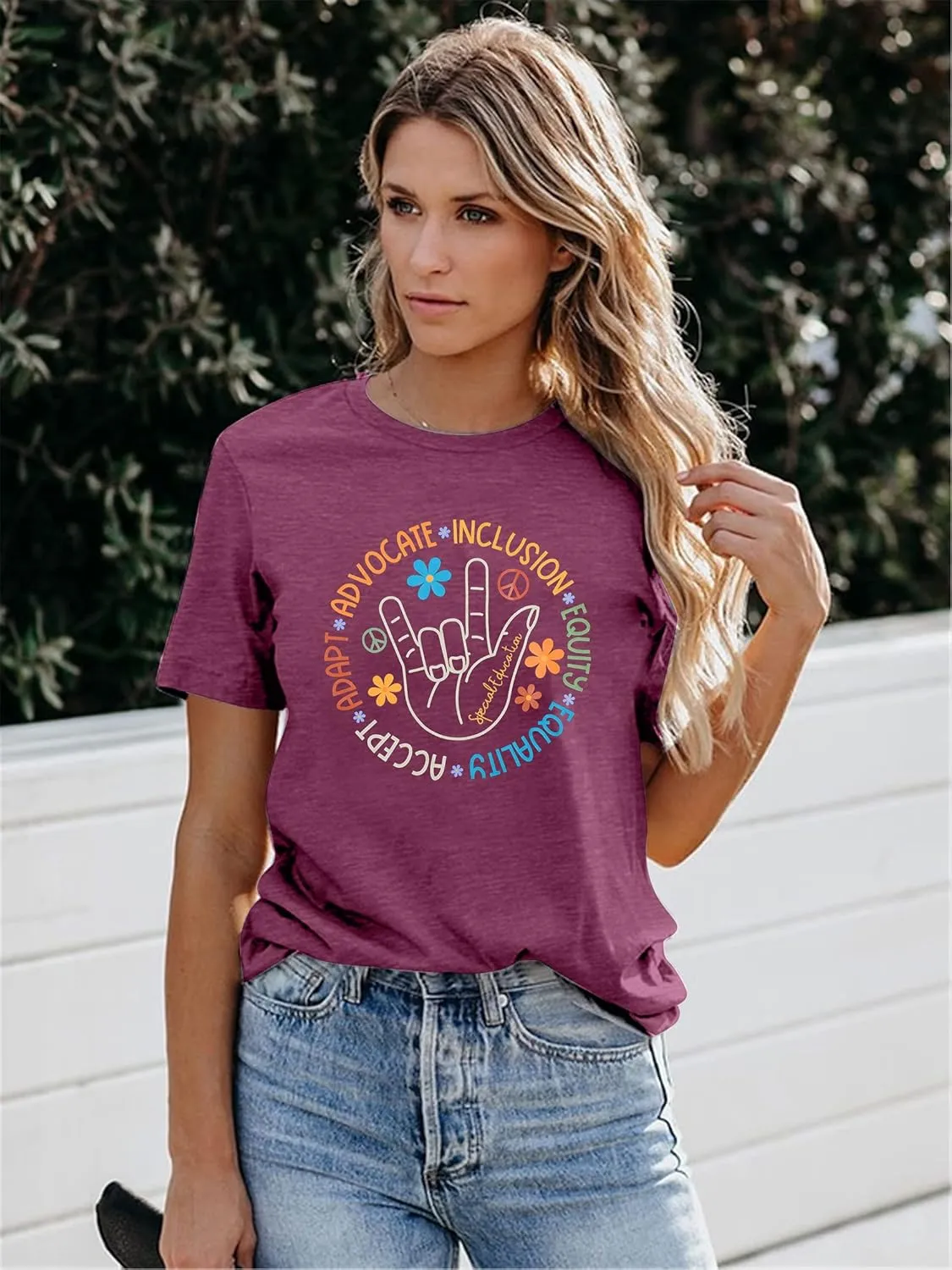 Autism Awareness Shirt Women Special Education Teacher T-Shirt Inspirational Graphic Tee Casual Top