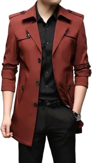 Autumn Men Long Trench British Style Trench Coats Mens Outerwear Punk Jackets