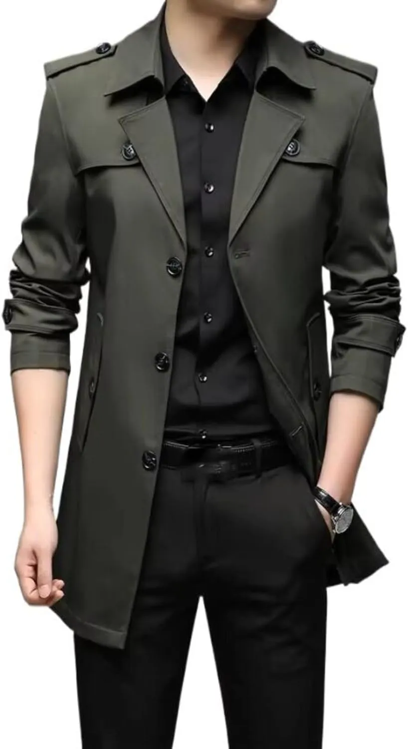 Autumn Men Long Trench British Style Trench Coats Mens Outerwear Punk Jackets