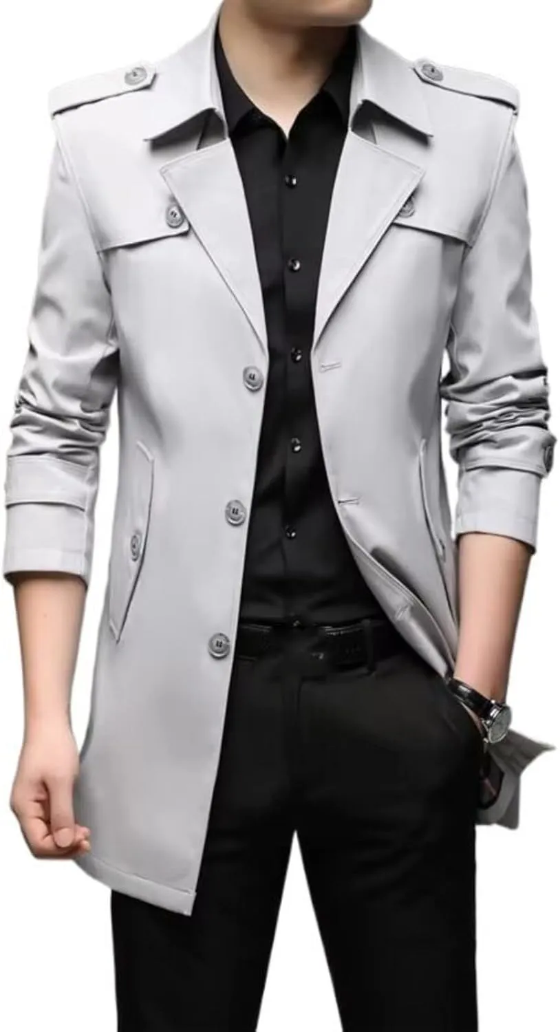 Autumn Men Long Trench British Style Trench Coats Mens Outerwear Punk Jackets