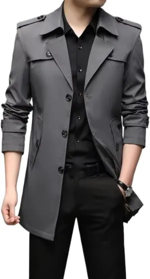 Autumn Men Long Trench British Style Trench Coats Mens Outerwear Punk Jackets