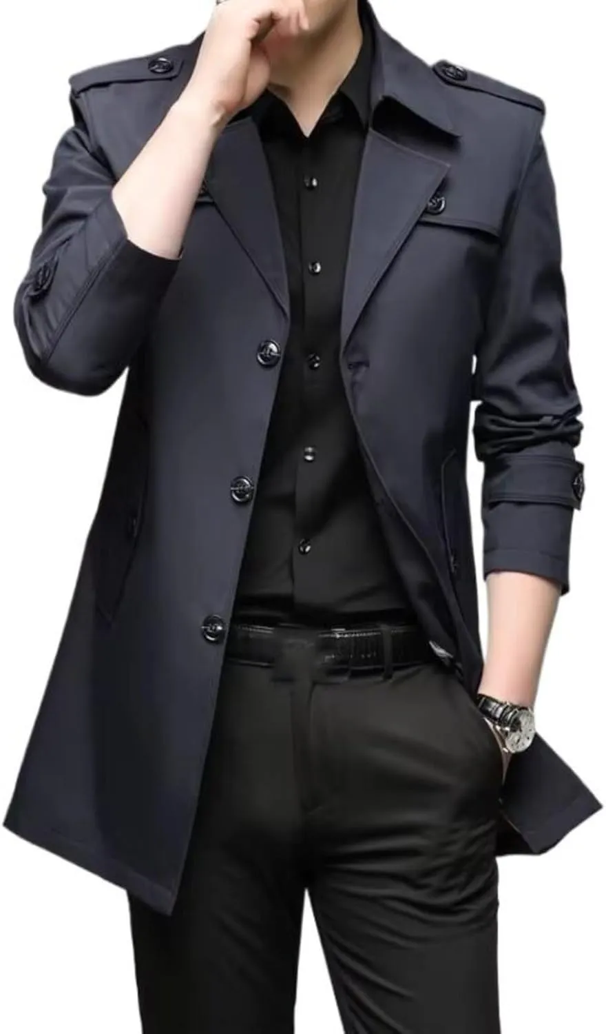 Autumn Men Long Trench British Style Trench Coats Mens Outerwear Punk Jackets