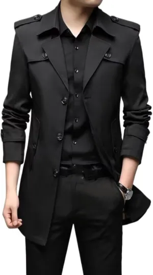 Autumn Men Long Trench British Style Trench Coats Mens Outerwear Punk Jackets