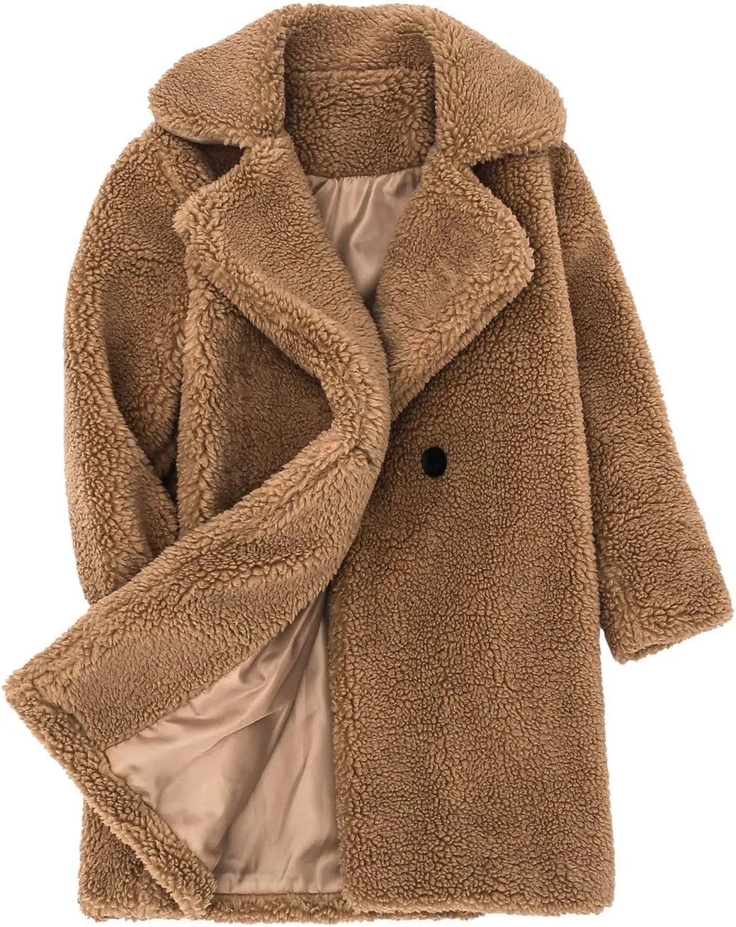 Baby Girls Faux Fur Jacket Long Teddy Coat Toddler Trench Coat Fuzzy Fleece Jacket Long Winter Coat Thicken Outerwear