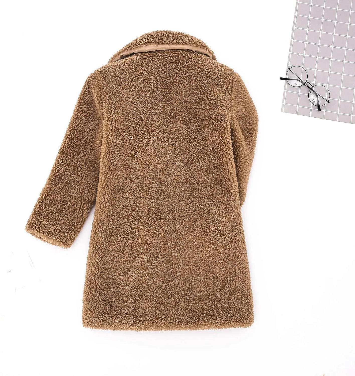 Baby Girls Faux Fur Jacket Long Teddy Coat Toddler Trench Coat Fuzzy Fleece Jacket Long Winter Coat Thicken Outerwear