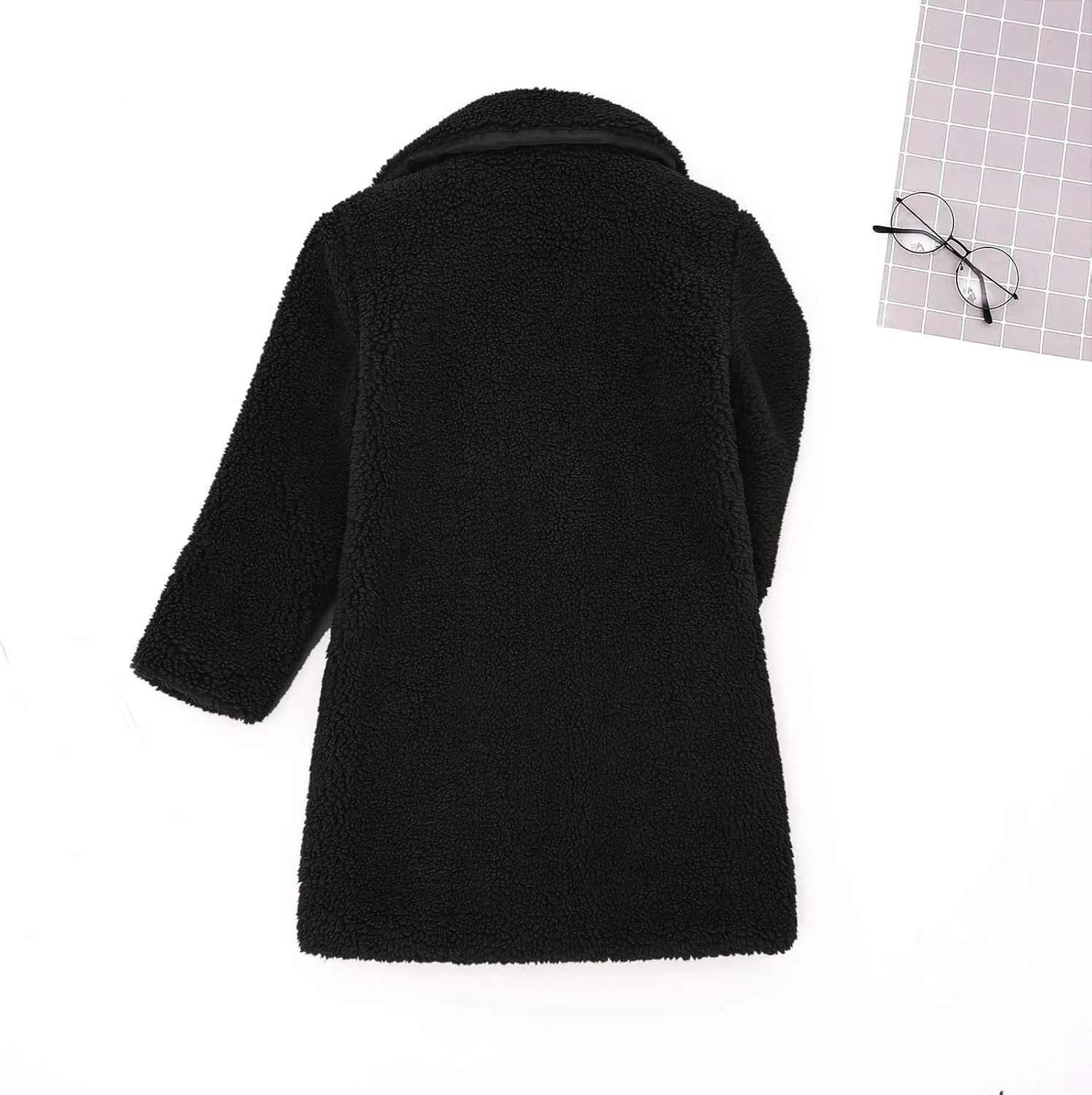 Baby Girls Faux Fur Jacket Long Teddy Coat Toddler Trench Coat Fuzzy Fleece Jacket Long Winter Coat Thicken Outerwear