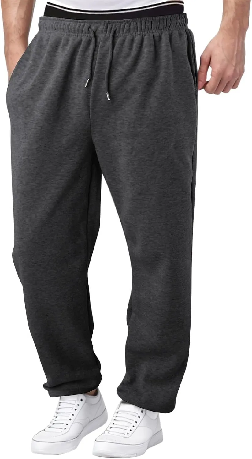 Baggy Sweatpants Men Tapered Loose Fit Trousers Drawstring Pants Elastic Waist Workout Slacks with Pockets