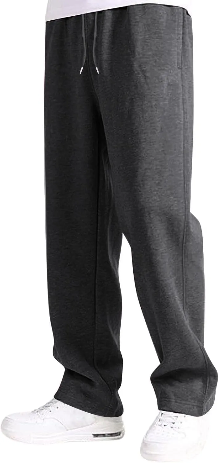 Baggy Sweatpants Men Tapered Loose Fit Trousers Drawstring Pants Elastic Waist Workout Slacks with Pockets