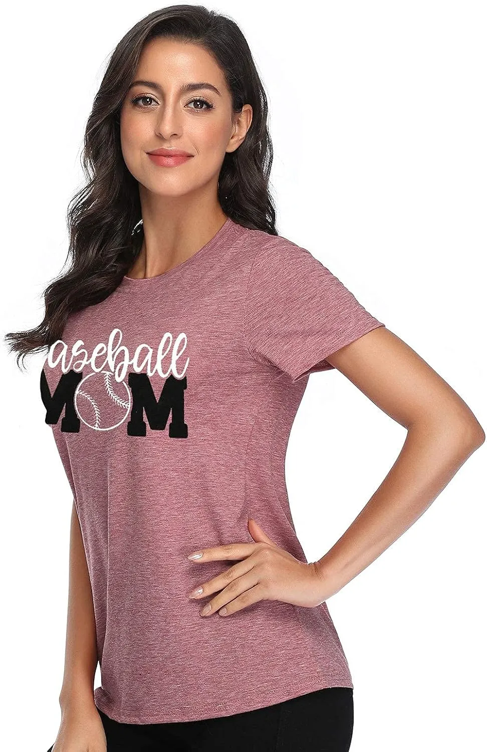 Baseball Mom Shirt Womens Mom Shirt Short Sleeve O-Neck Letter Print Casual Tops Tees