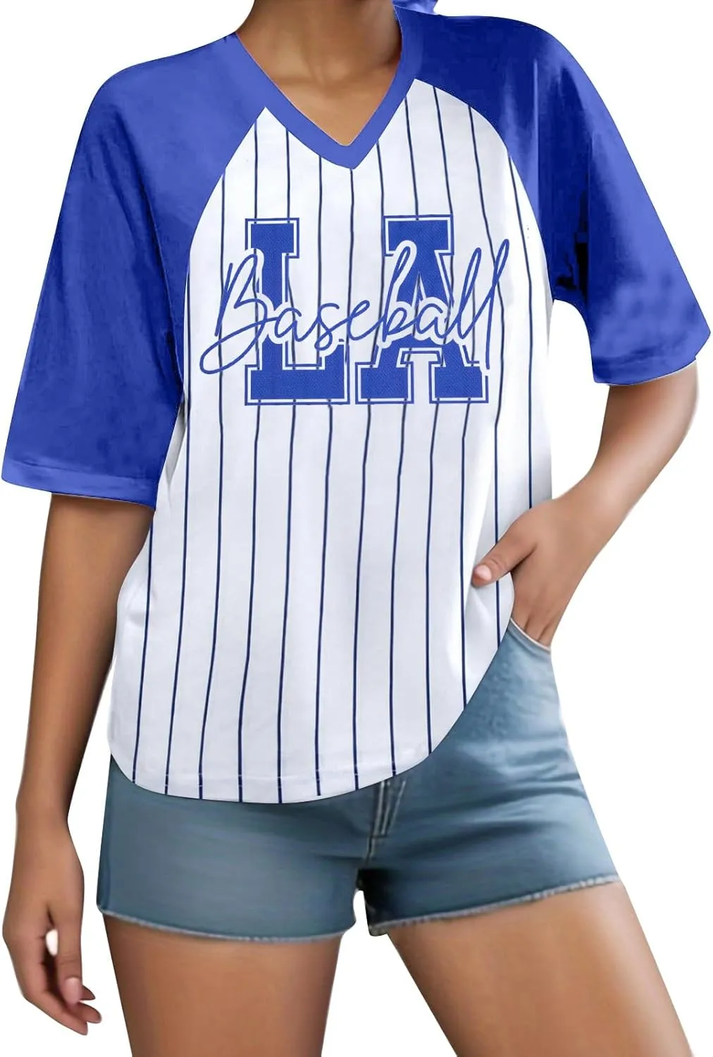 Baseball Shirts for Women Oversized Game Day Baseball Fan Shirt Baseball Mama Casual Short Sleeve Shirt