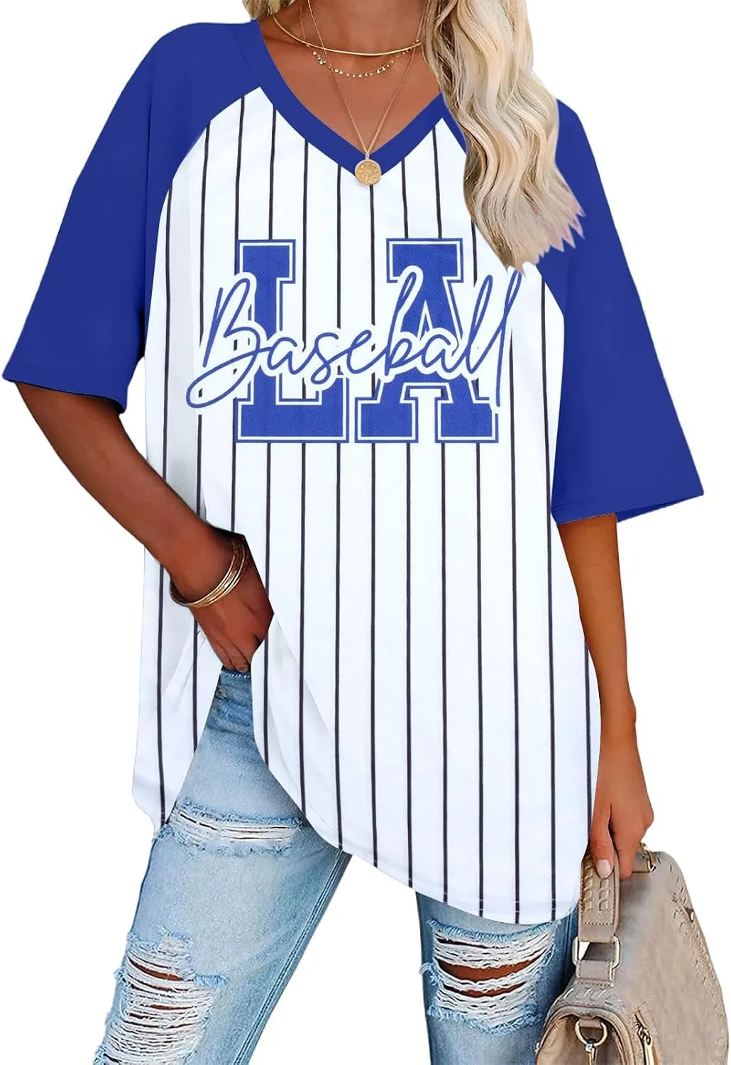 Baseball Shirts for Women Oversized Game Day Baseball Fan Shirt Baseball Mama Casual Short Sleeve Shirt