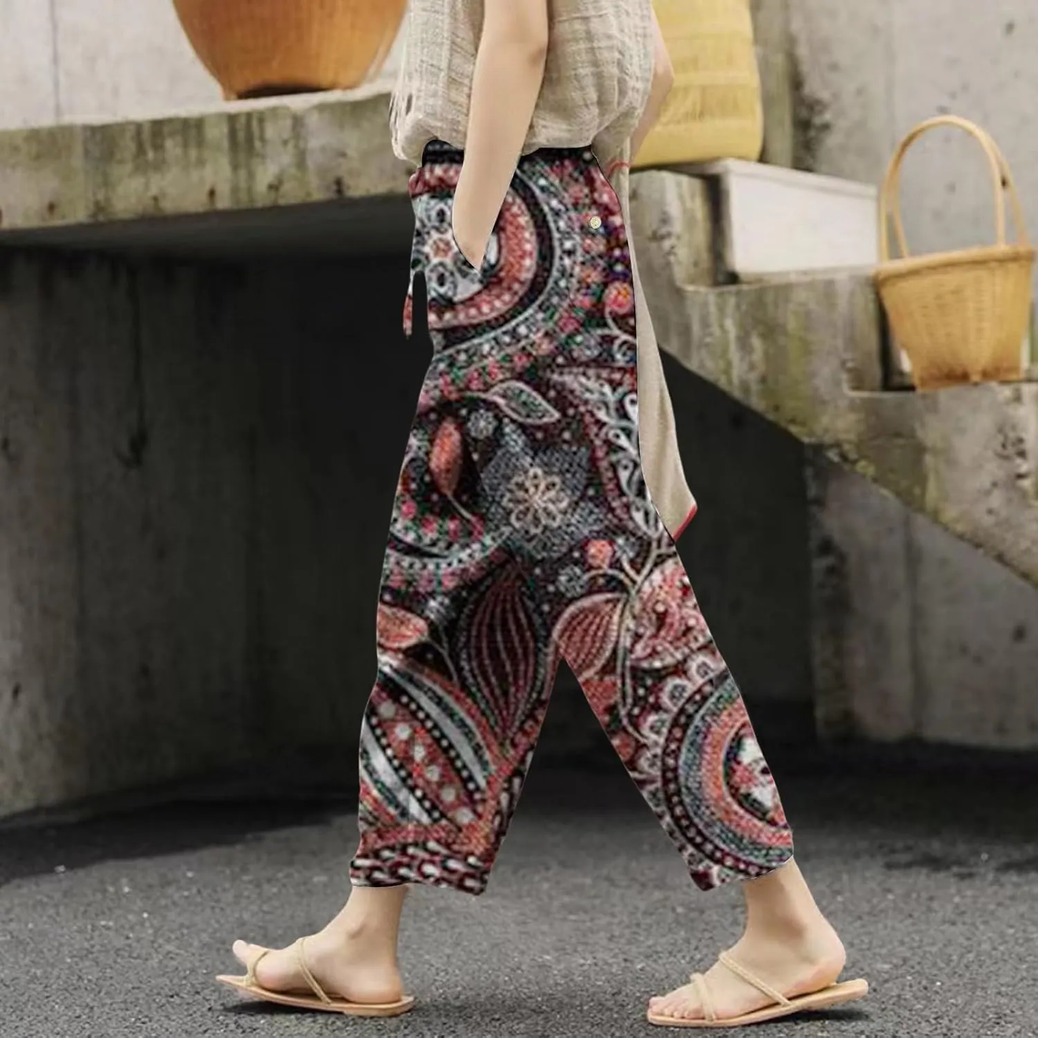 Beach Vacation Clothes for Women Drawstring Pants High Waist Casual Lounge Pant Workout Sets for Women Summer Pants