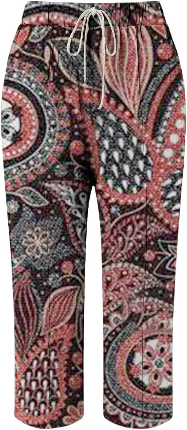 Beach Vacation Clothes for Women Drawstring Pants High Waist Casual Lounge Pant Workout Sets for Women Summer Pants