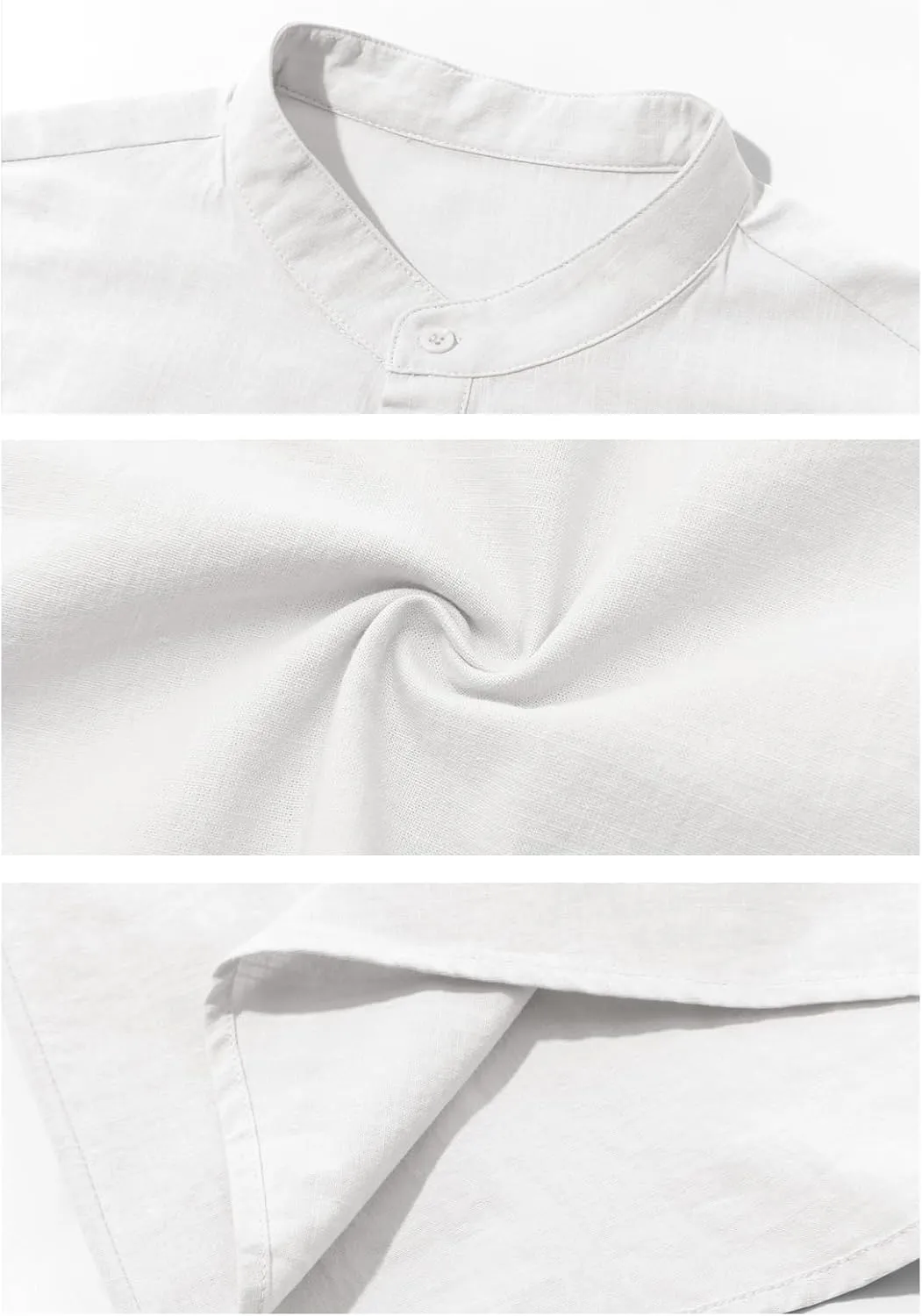 Beotyshow Men 100% Cotton Linen Henley Shirt Casual Short Sleeve Summer T Shirt Pocket Button Tee Top Beach Hippie Shirt