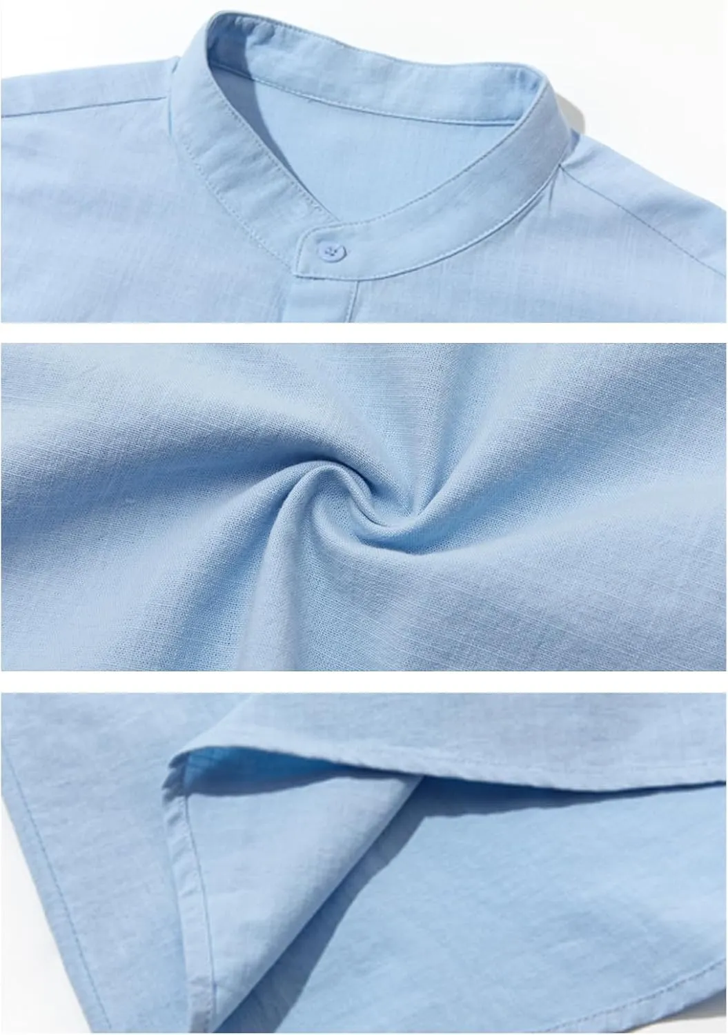 Beotyshow Men 100% Cotton Linen Henley Shirt Casual Short Sleeve Summer T Shirt Pocket Button Tee Top Beach Hippie Shirt