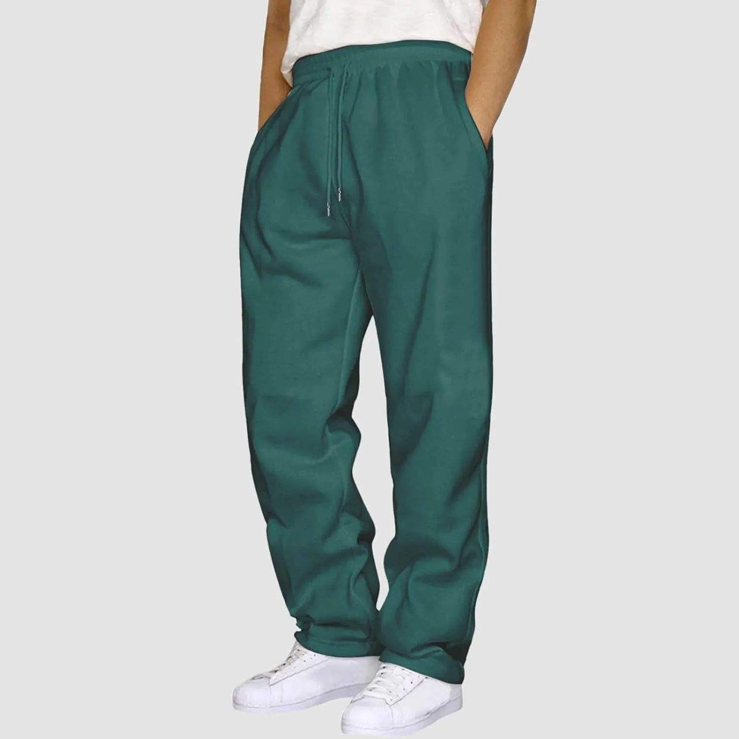 BIFUTON Joggers for Men,Mens Sweatpants with Pockets Solid Color Lace Up Straight Leg Athletic Pants Loose Fit Work Pants