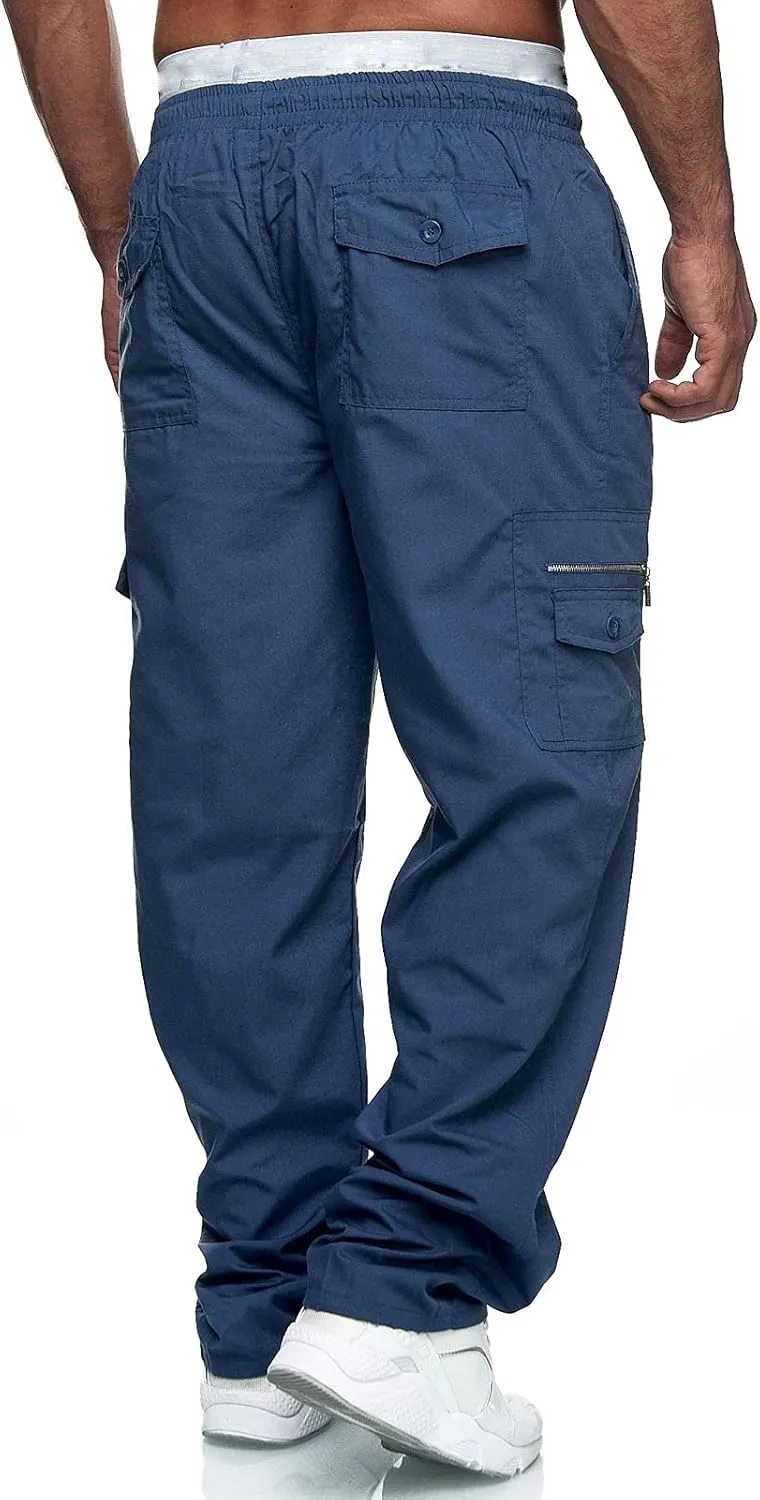 Big and Tall Cargo Pants for Men Sweatpants for Men Pant with Pockets Men's Heavyweight Fleece Cargo Sweatpants Men's