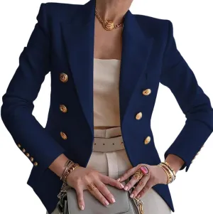 Blazers for Women Business Casual Gold Button Work Office Jackets Blazer Open Front Long Sleeve Lapel Jacket Outfits