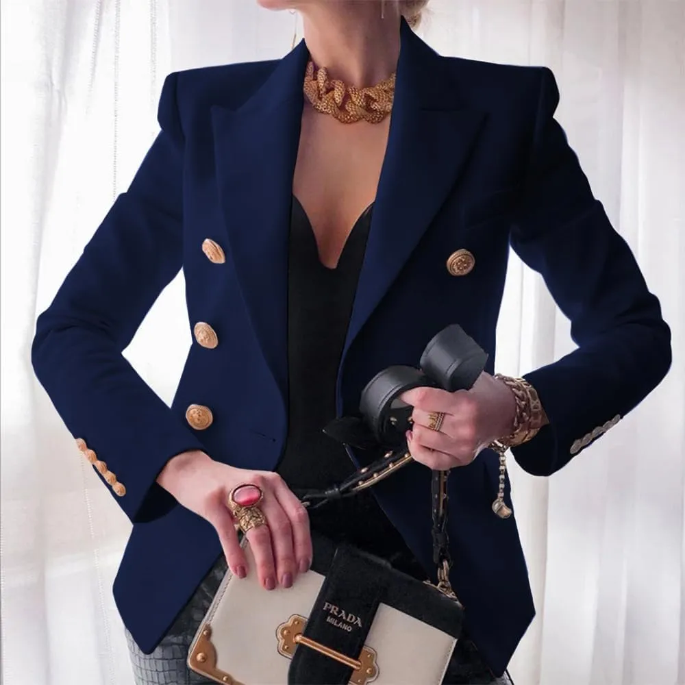 Blazers for Women Business Casual Gold Button Work Office Jackets Blazer Open Front Long Sleeve Lapel Jacket Outfits