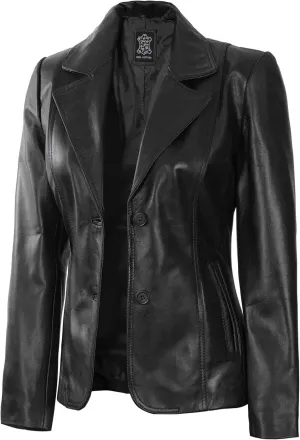 Blingsoul Leather Blazer Jacket Women - Leather Coats for Women