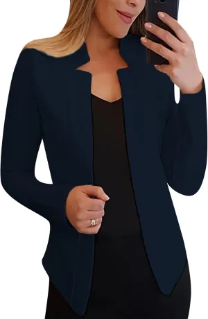BOFETA Women Lightweight Long Sleeve Blazer Casual Open Front Business Blazer Notched Collar Slim Work Office Blazer