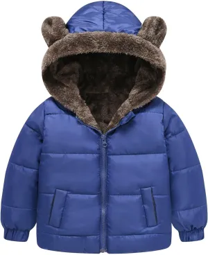 Boys and Girls Middle Children Solid Color Ears Cute Pocket Short Cotton Padded Children's Coat Jacket Boy Size 6